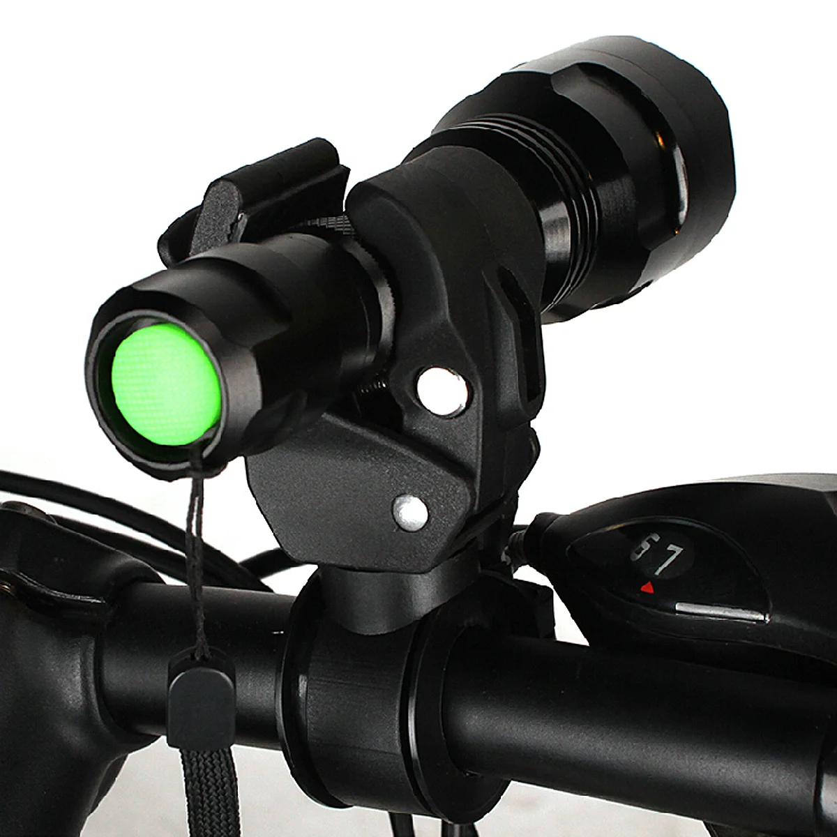 Universal 90-degree Rotating Bike Handlebar Mount LED Flashlight Torch Mount Holder Grip Bracket (Black)