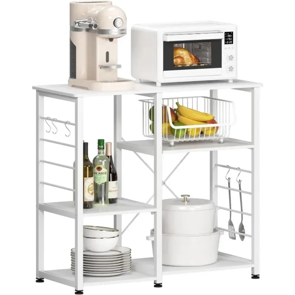 Microwave Cart Stand 35.4 inches, Kitchen Baker's Rack Utility Storage Shelf Microwave Stand 3-Tier x 3-Tier for Spice Rack Orga