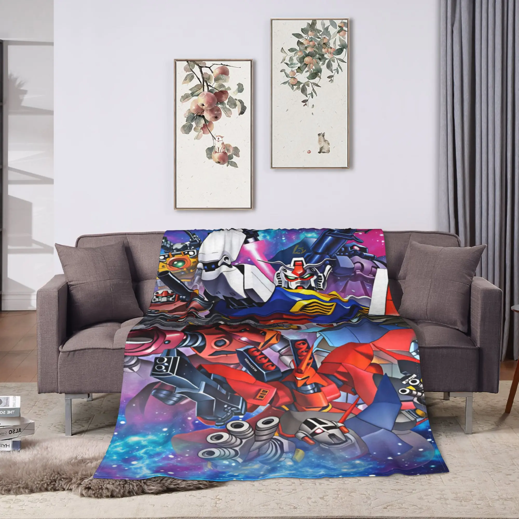 Mobile Suit Gundam Blanket  Super Soft Funny Plush Bedding Throws For Living Room Airplane Travel Flannel Bedspread Bed Cover