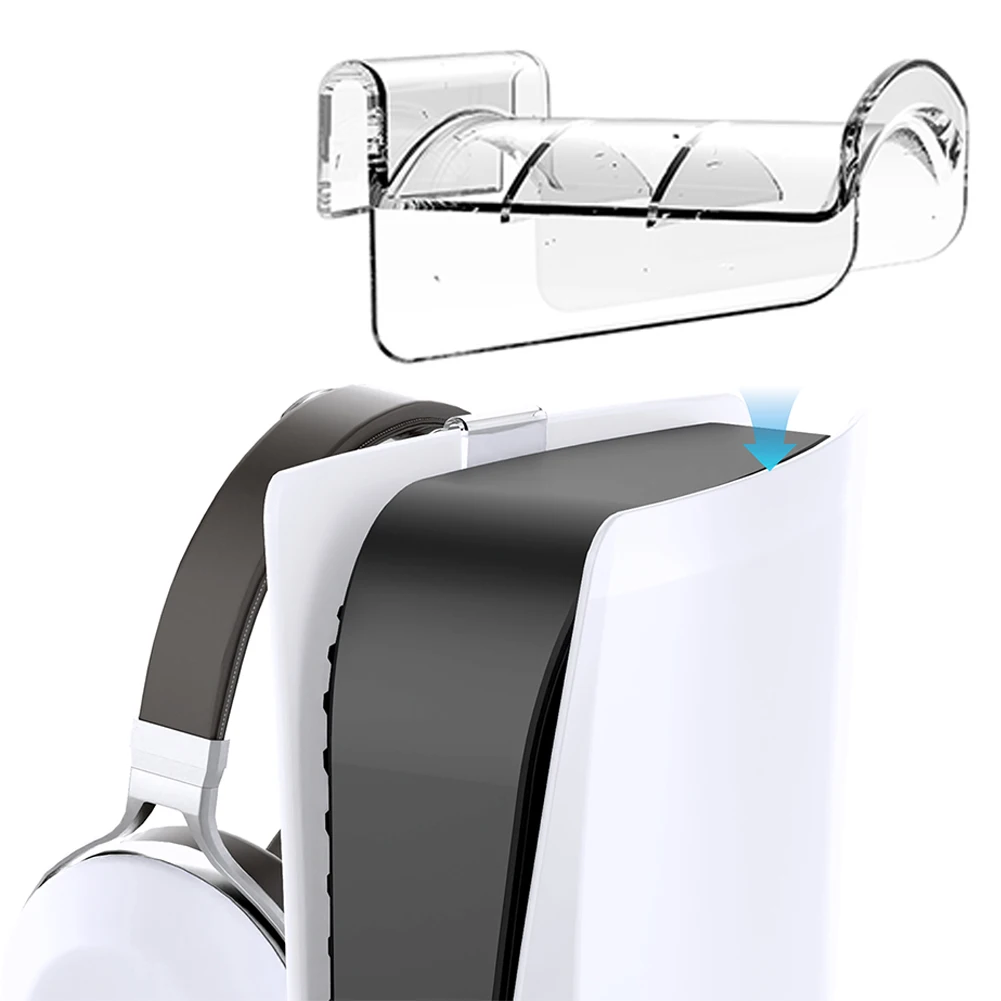 حامل سماعة الرأس الشفاف، حامل شماعات سماعة الألعاب، سهل التركيب، خطاف سماعة الأذن لوحدة التحكم PS5/PS5 النحيفة