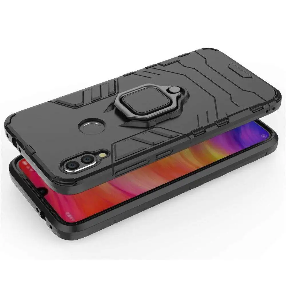 Linkee чехол для телефона Samsung Galaxy A40, Силиконовый ТПУ и жесткий поликарбонатный роскошный бронированный противоударный металлический чехол с кольцом-держателем