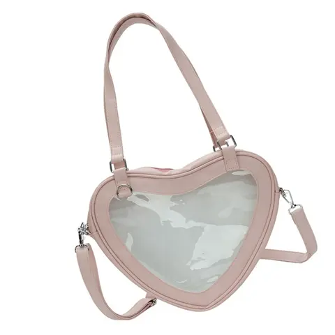 Japansk skolflickauniform axelväska studentbokväska hjärta genomskinligt fönster stor kapacitet axelväska 10 best sales bokformad väska - №8