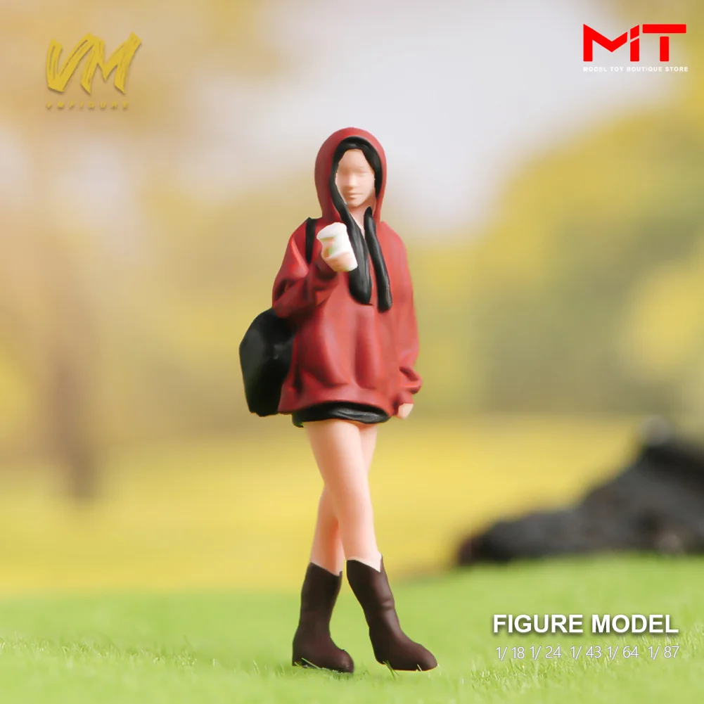 Окрашенная миниатюра 1/87 1/64 1/43 1/24 1/18 Красота девушек в виде толстовки, фигурка диорамы, кукла, креативный реквизит для сцены, модель из смолы