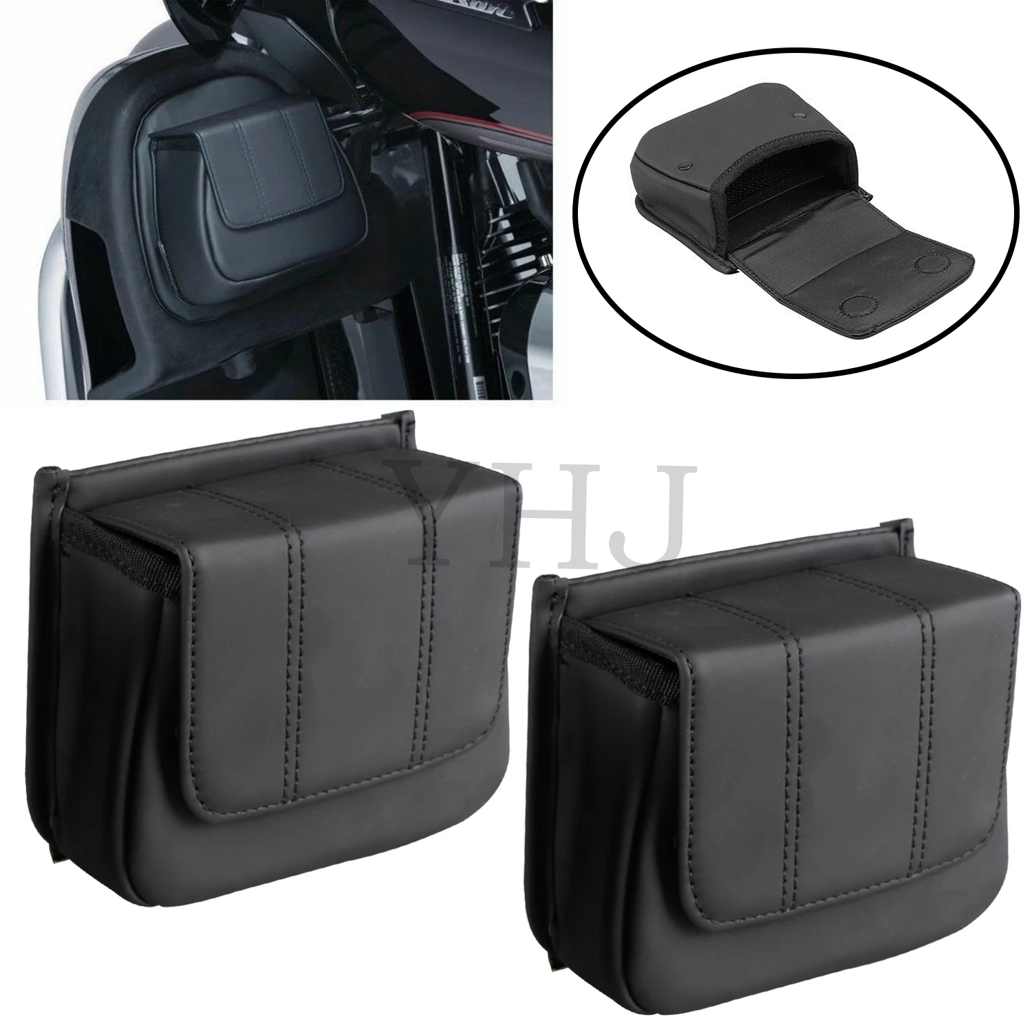 

Motorcycle Fairing Lower Door Pocket 2PCS Black For Harley Touring Street Road Tri Glide Ultra Classic Limited Trike 1996-2013