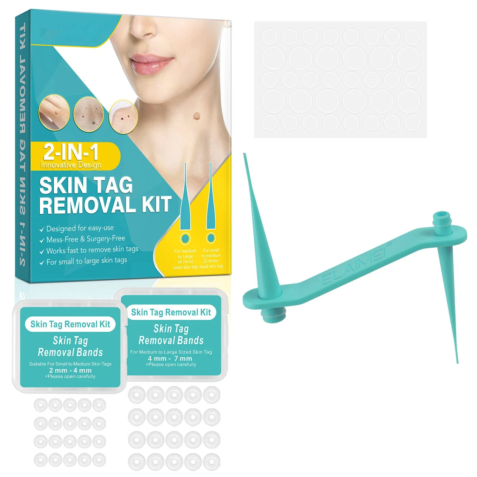 ユニセックスのいぼ除去キット,いぼ除去,いぼ,にきび,ほくろ,フェイスポット,クイックケアツール,水玉模様,2 in 1