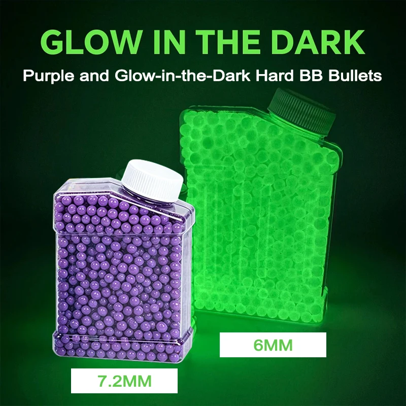 1645PCS-Glow-in-the-Dark Purple Hard Plastic Beads Non-Toxic Safe Replacement Parts Outdoor Shooting Game Supplies