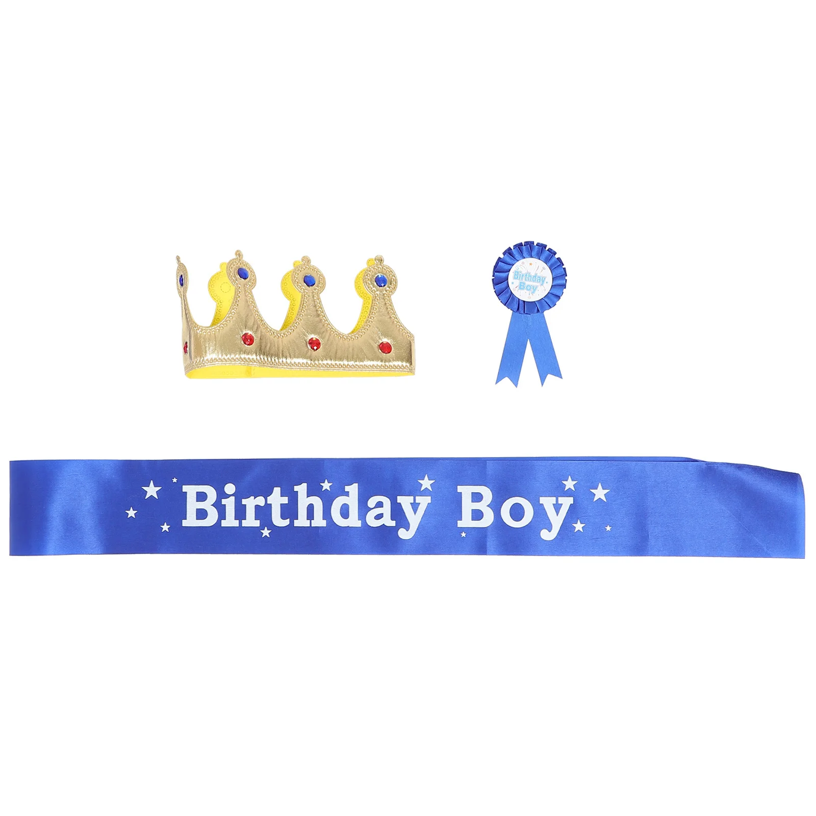 

3Pcs Birthday Sash Crown Kit Classic Stylish Party Accessory Birthday Corsage Set Role Play Performance Party Sash