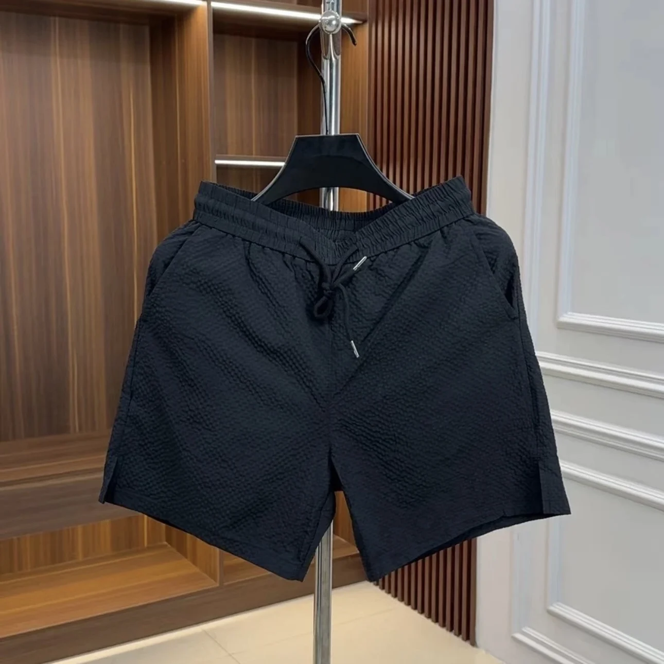 

Мужские летние новые дышащие быстросохнущие шорты-бриджи для пляжа, повседневные, свободного кроя, с эластичным поясом, прямые штанины