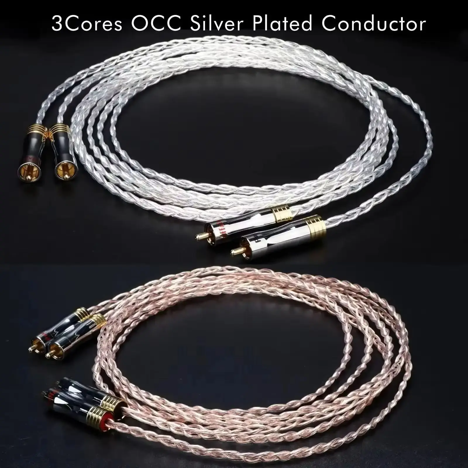 Pair 3AG rca cable OCC silver plated audio cable PTFE external sound card power amplifier CD machine adapter cable