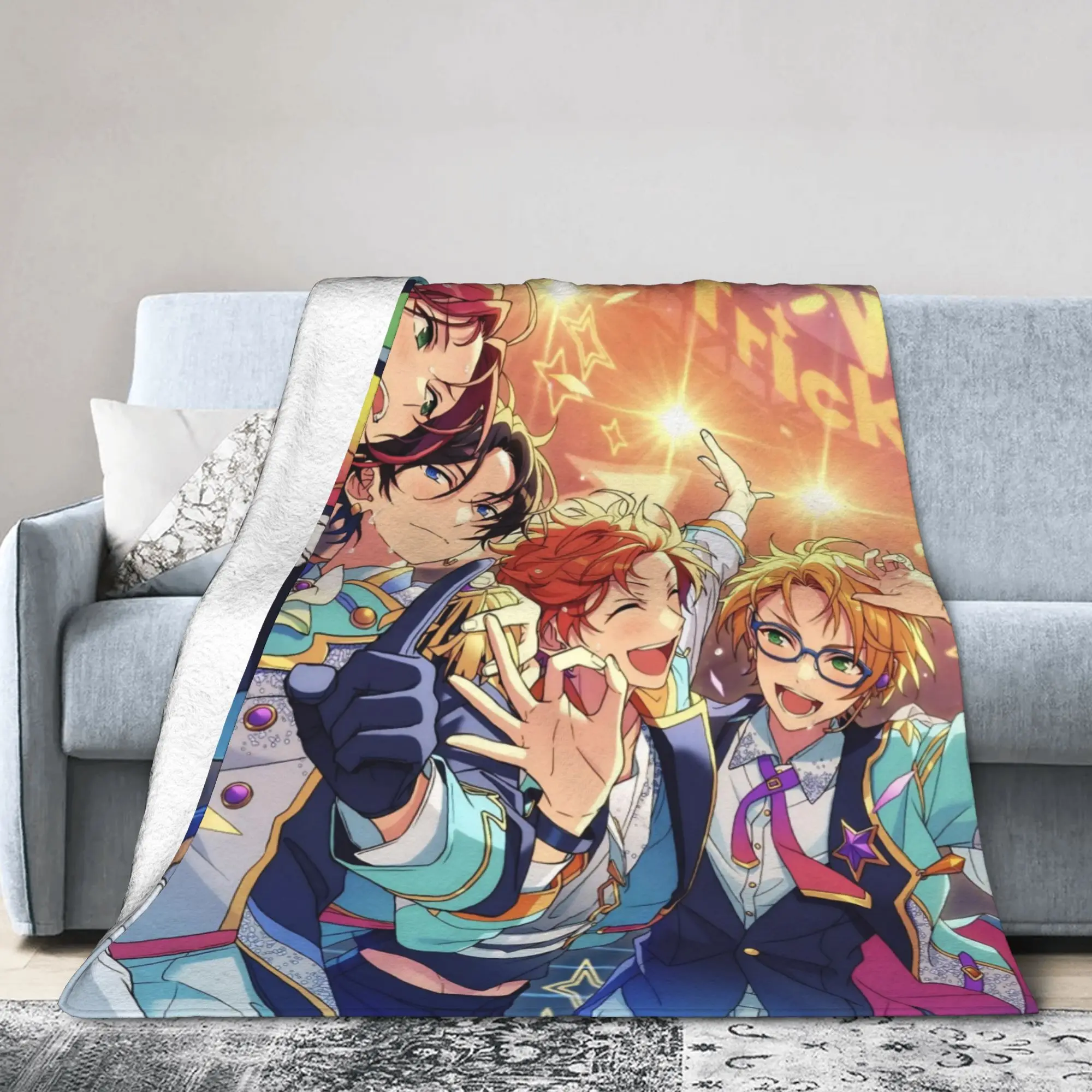 Comfortable E-Ensemble-Stars Blanket Stuff Bed Decorative  Throws And Blankets Super Soft Flannel for Car
