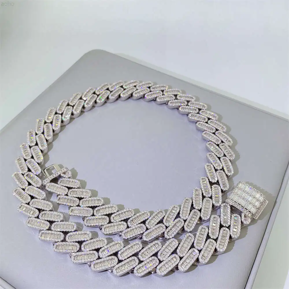 Dropshipping Customizable S925 Moissanite 18mm 6 Inch Bracelet 24 Inch Cuban Chain Gold White Gold Rose Gold Men Fashion Jewelry