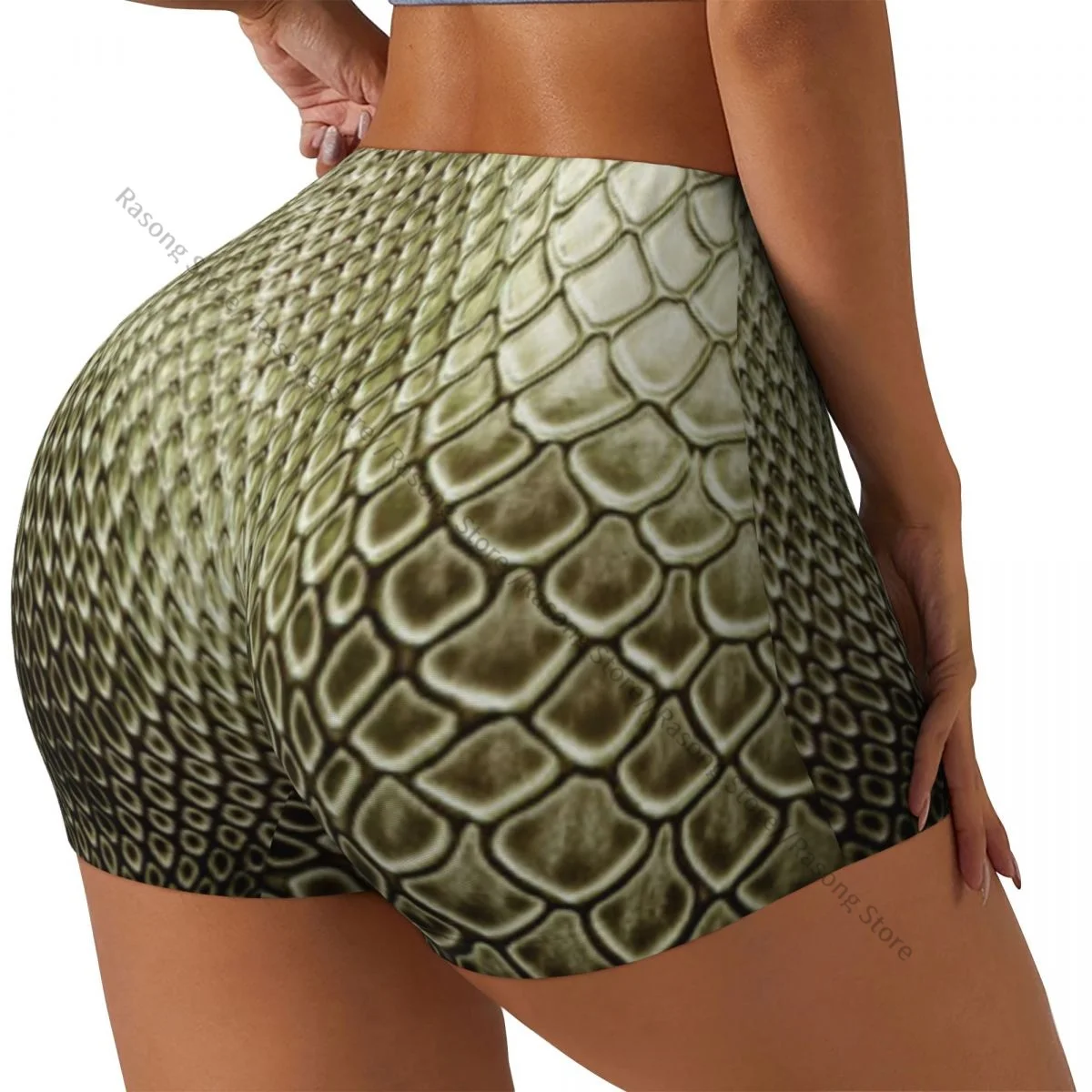 Yoga Shorts Snake Skin Animal Background Women Biker Tight Elastic Workout Sports Leggings Sportswear