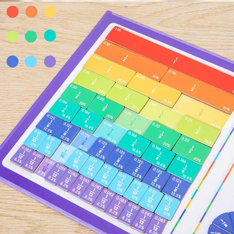 Telha de fração educacional ensino telhas de fração brinquedo para crianças manipuladores de frações da escola primária para estudantes para