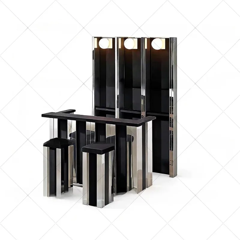 High-end stainless steel wine cabinet Villa mansion large flat-floor designer high-end creative bar wine cabinet