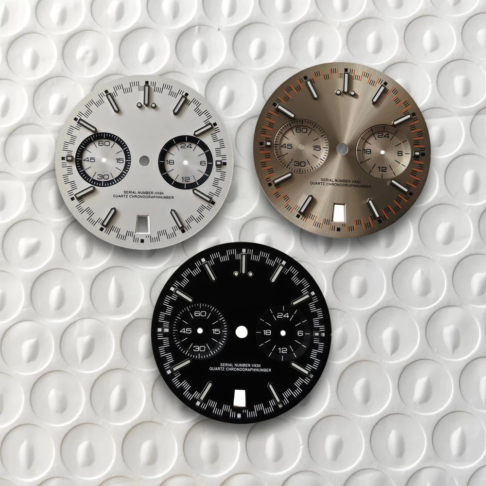 32.5mm Speeds Dial No Logo Fit VK64 Quartz Movement Green Luminous Quality Quartz Watch Modification Accessories Custom Logo