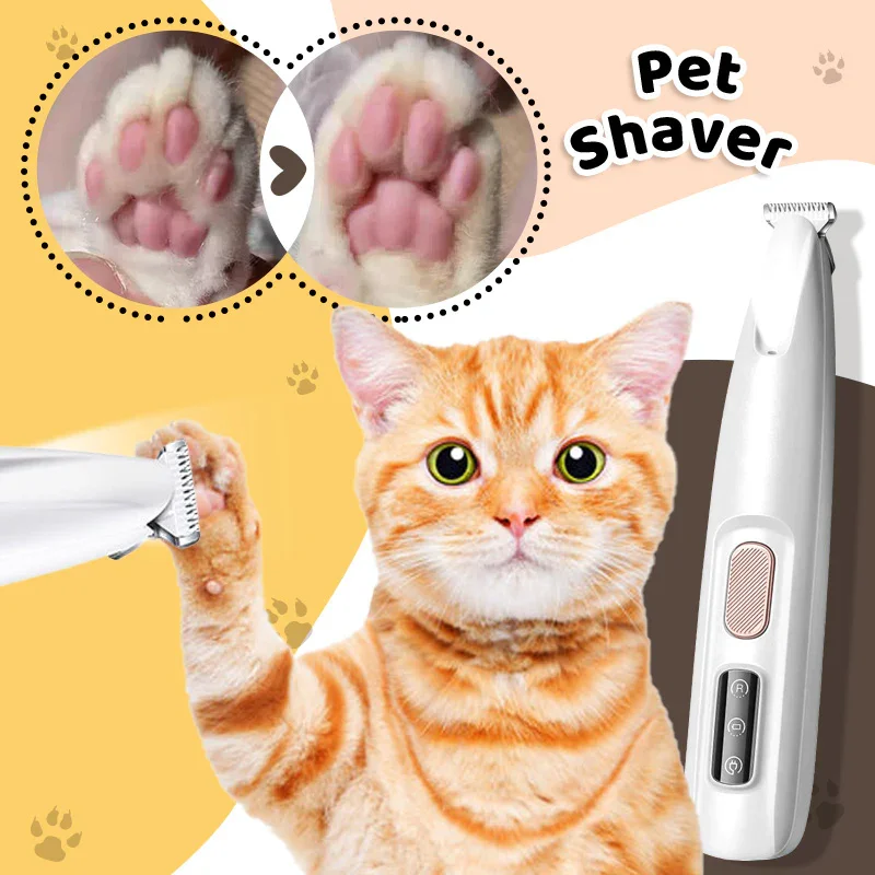 

Dog Paw Trimmer with LED Light Waterproof Rechargeable Cat Electric Grooming Clippers Low Noise Hair Shaver Eyes Ears Face Rump