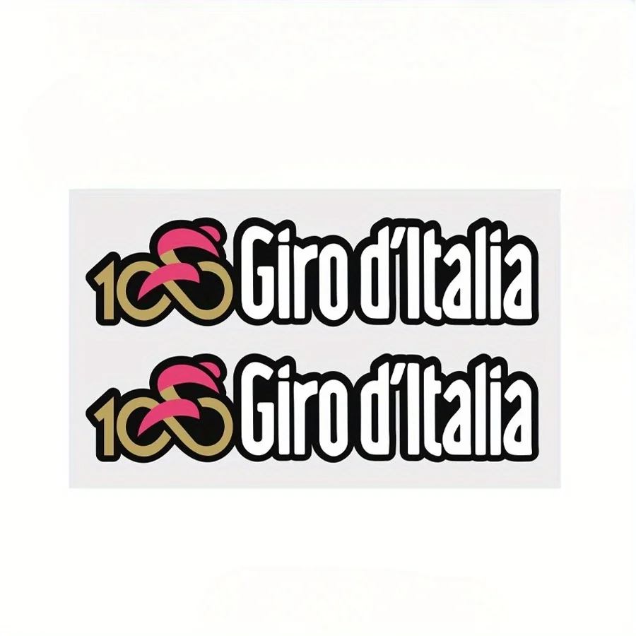 2Pcs 100° Giro d'Italia Cycling Waterproof Stickers, 2D Flat Vinyl Decals for Bike Frame and Helmet