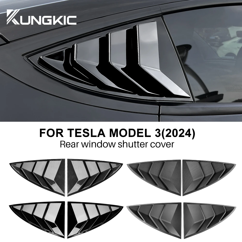 for Tesla Model 3 2017-2023 2024 Highland ABS Rear Car Window Shutter Cover Louver Side Vent Trim Triangle Modified Accessories