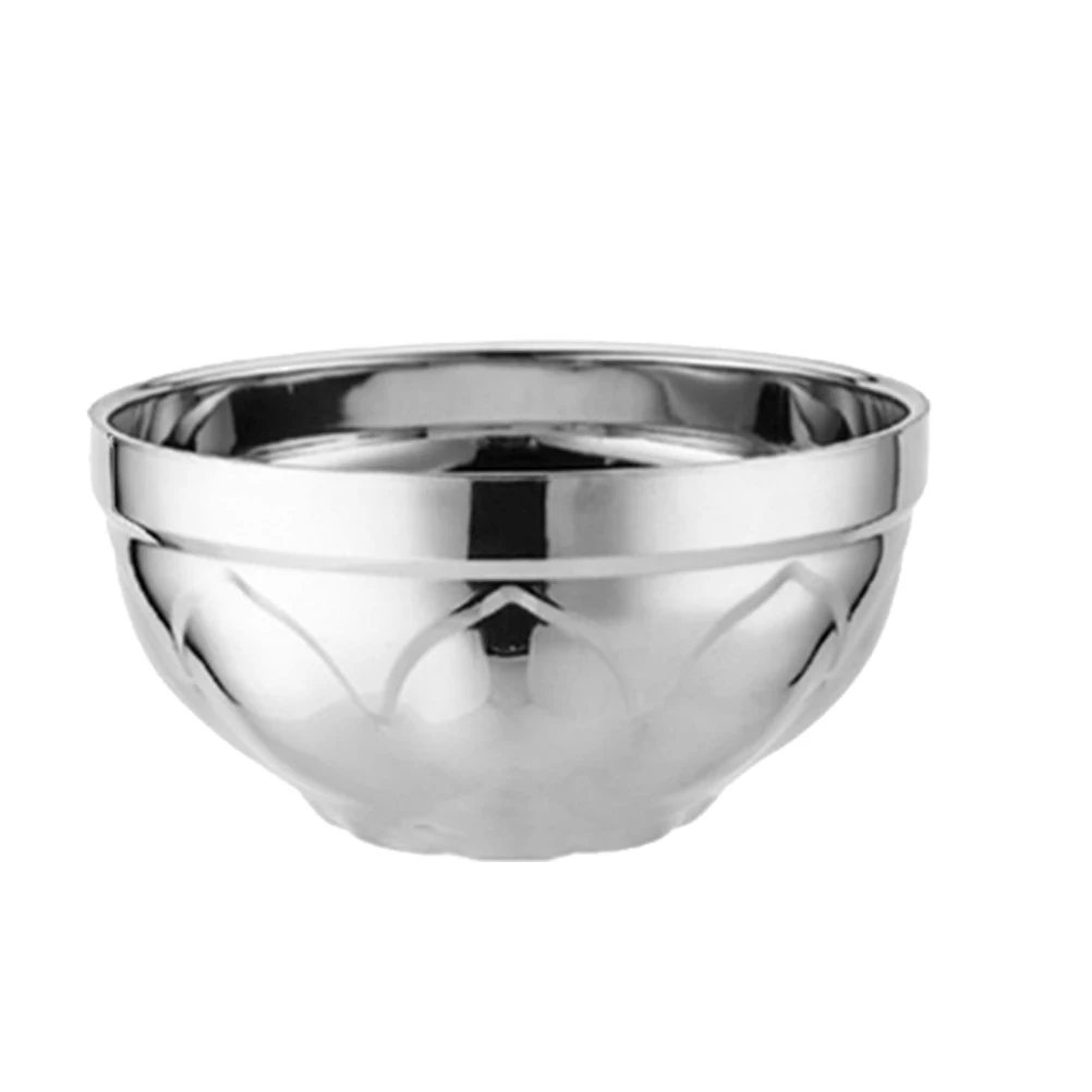 

Stainless Steel Bowl Lotus Shape Heavy Duty Kitchen Tool Multipurpose Anti-scalding Silver Child Safe Food Prep Mixing Storage