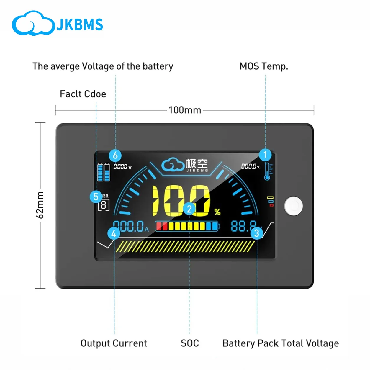 JIKONG JK BMS LCD Display Screen 3.2" 4.3" Monitor Intelligent Battery Level Indicator Active Balancer Accessories view 2