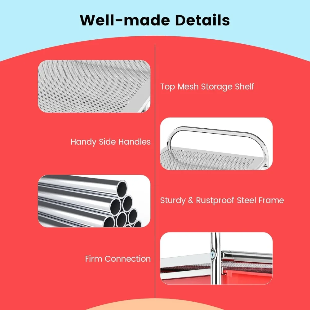 عربة تخزين دوارة متعددة الأغراض مع 20 درجًا للأدوات وسجل القصاصات والورق والحرف اليدوية والتنظيم