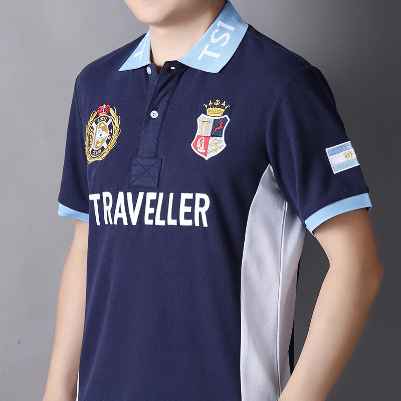 Herren-Poloshirt Argentinien Reisender Baumwolle Stickerei Farbige Nähte Klassisches Modedesign Original-Design Reine Baumwolle Hohe Qualität – Detail 7