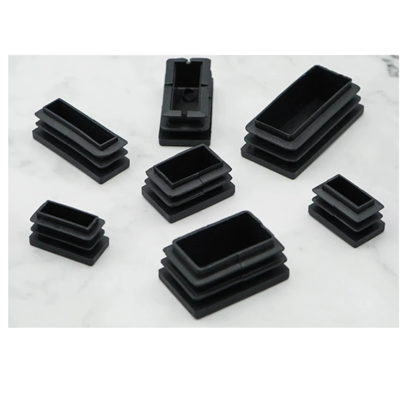 Black Plastic Blanking End Caps Rectangular Pipe Tube Cap Insert Plugs Bung Furniture Tables Chairs Foot Pads Protectors image 2