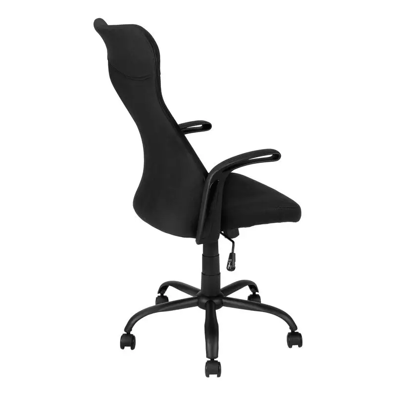 Ergonomic Adjustable Height Office Chair with Swivel Armrests - Modern Black Mesh and Metal Design for Computer Desk and