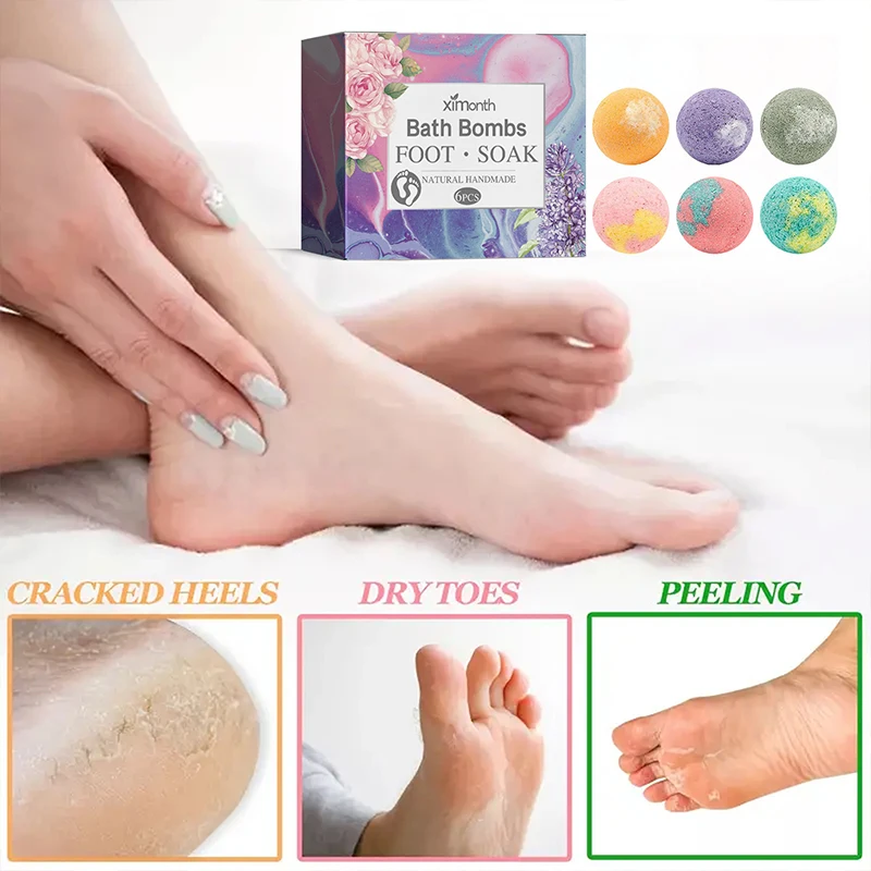 6pcs/box Foot Spa Ball To Repair Cracked And Peeling Heels Stress Relieve Moisturize Foot Care Bath Salt Women Foot Skin Care