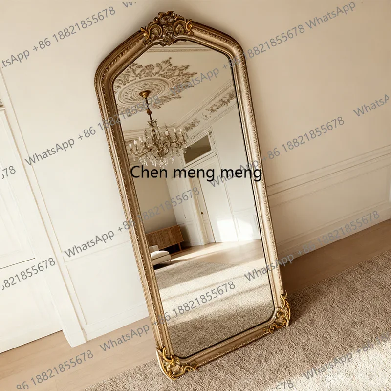 F150French retro full body, home floor mirror, carved wall hanging high definition clothing fitting mirror
