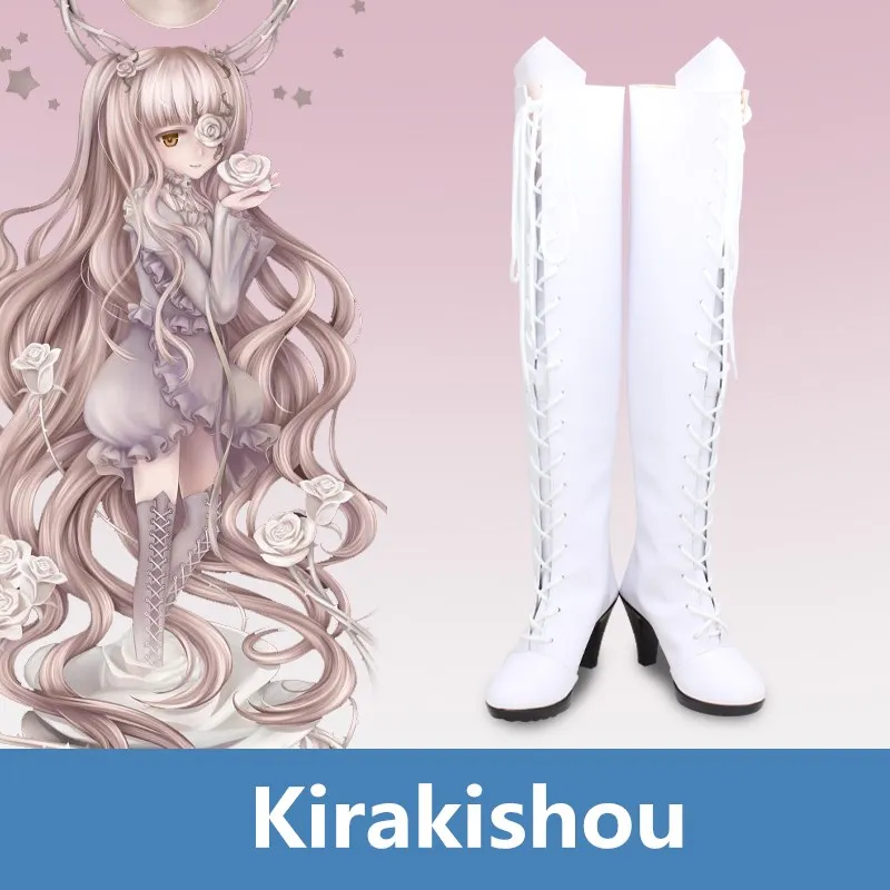 

Rozen Maiden Kirakishou Cosplay Shoes White Handmade Faux Leather Boots