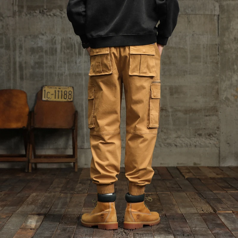 جديد الخريف سراويل تقليدية للرجال جيوب كبيرة فضفاضة تناسب ملابس العمل المريحة السراويل ماجيك الشريط مكبل فضفاض حجم متنوعة #6