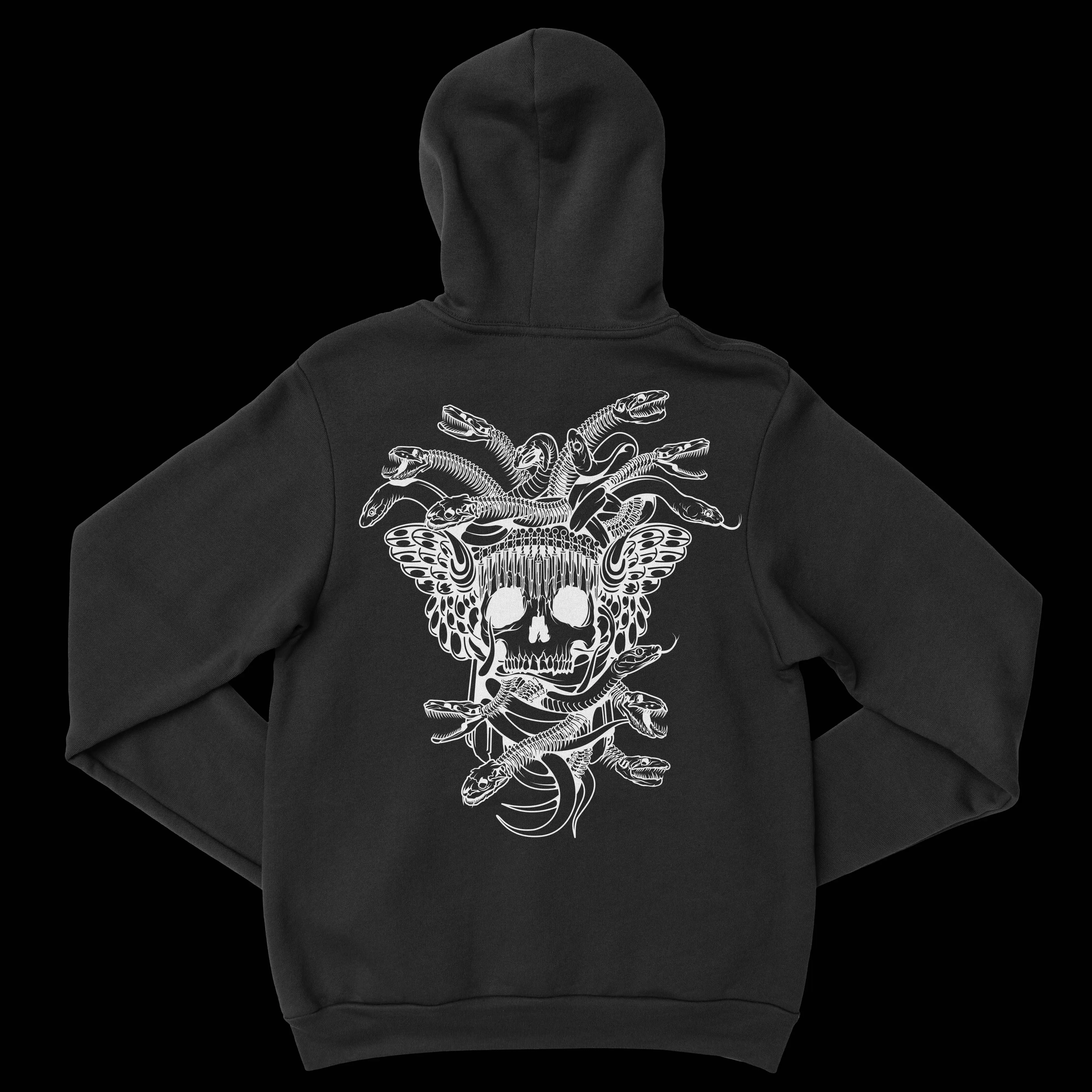 

Men’s Streetwear Hoodie with Skull and Snake Medusa Graphic Print Hip Hop Oversized Pullover Sweatshirt for Autumn Winter
