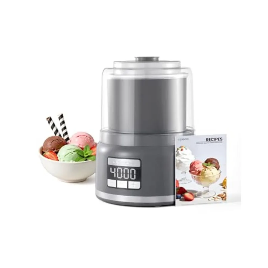 

2.1 Qt Countertop Ice Cream Maker Make Gelato, Sorbet and Frozen Yogurt in as Little as 20 30 Minutes, Fast Cooling, Visible Fe