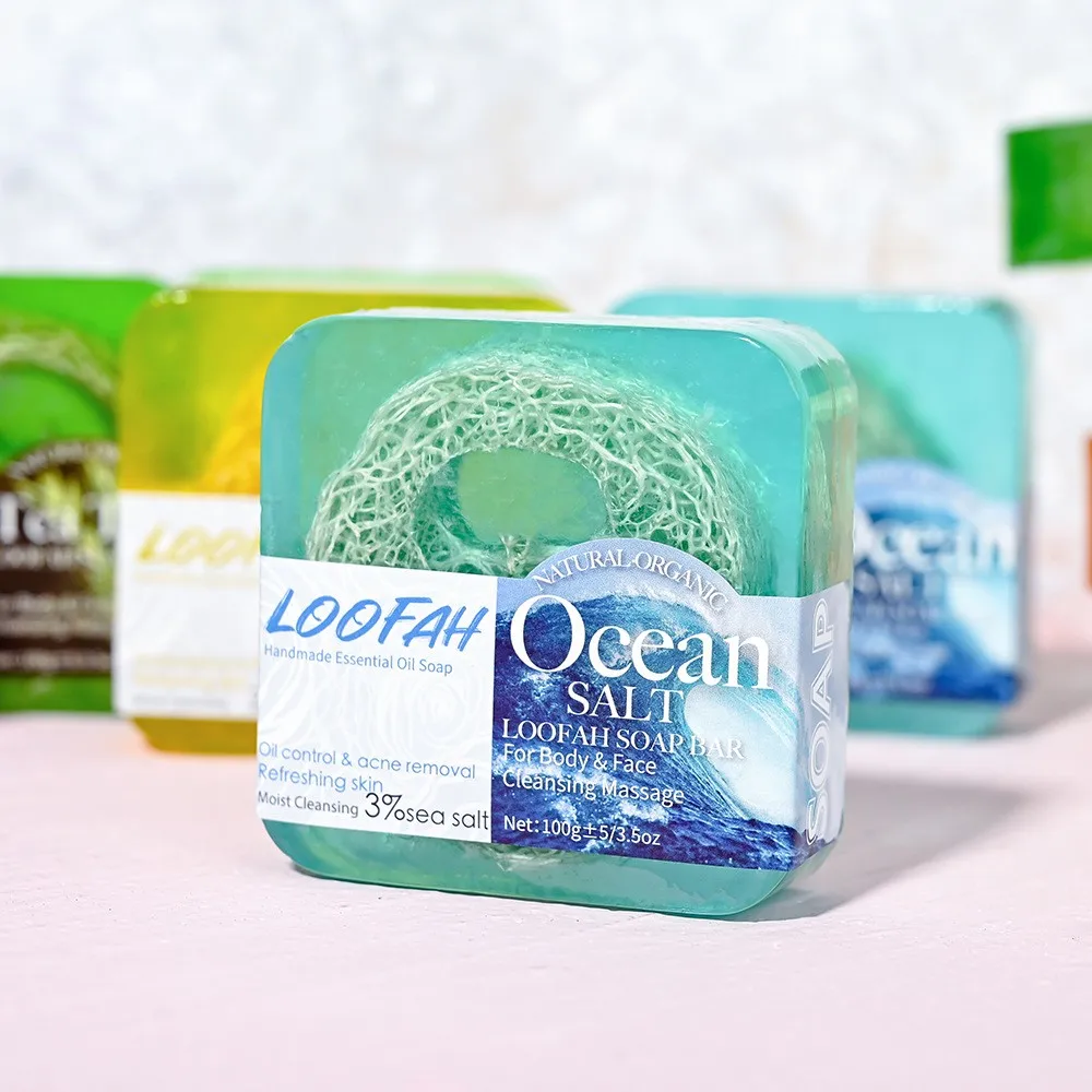Loofah Sea Salt Deep Cleaning Bath Essential Oil Soap, Rich And Delicate Foam, Easy To Wash, Refreshing Summer Soap
