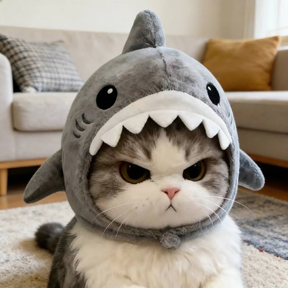 

Головной убор в форме акулы для домашних животных, очаровательный головной убор для фотосессий и вечеринок, очаровательный головной убор в виде животного для кошек и собак