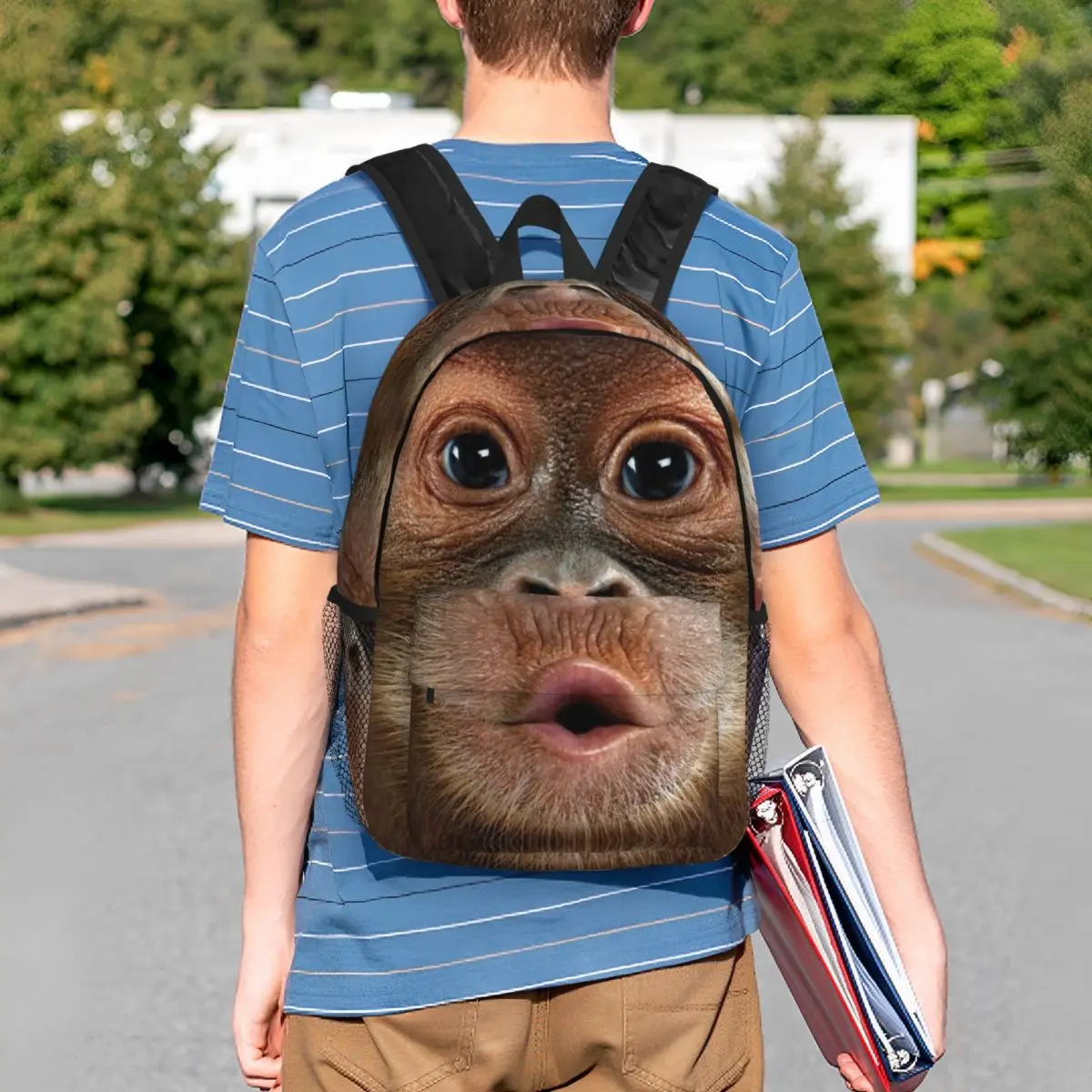 Gorilla Orangutan Face Monkey Realistic Backpack Student BookBag Kids School Bag Laptop Shoulder Bags for Men Women