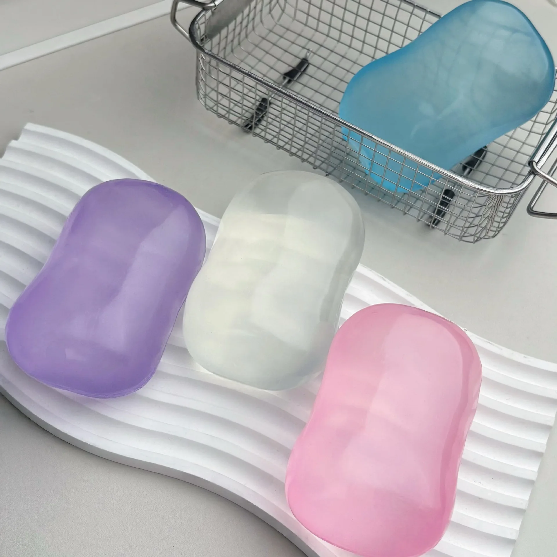 1PC Transparent Coconut Oil Soap Pinch Toy, Soft Squeeze Fidget Toy for Stress Relief, Relaxing Decompression Hand Toy