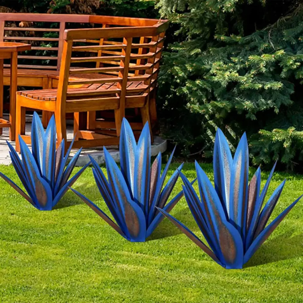 for Garden Exquisite Metal Plant Non-fading Multicolor Metal Art Tequila Cactus Sculpture for Garden