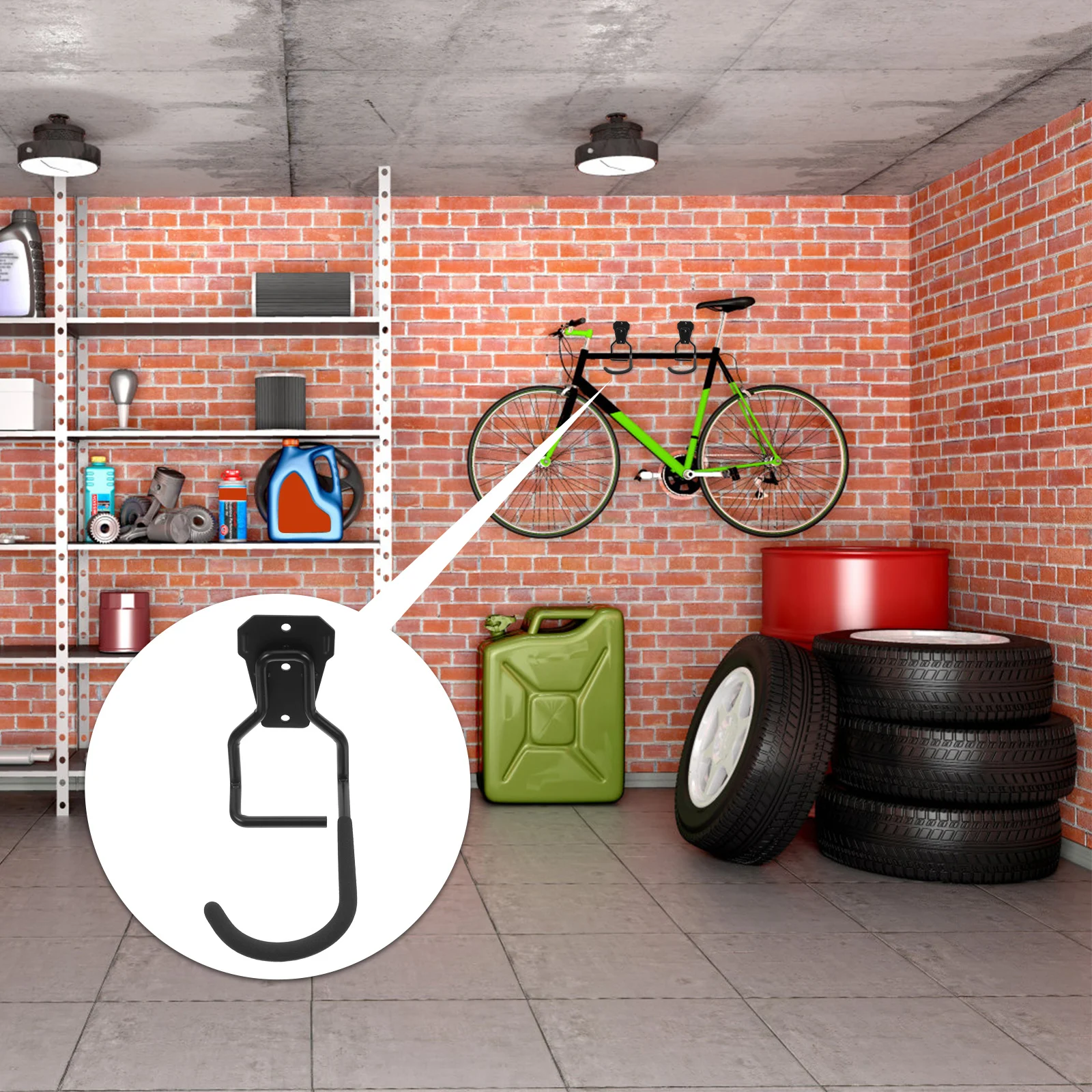 

4pcs Hooks Wall Mounted Bike Garage Storage Hooks Hangers Durable Iron Storage Racks Tools Utility Set Spacesaving