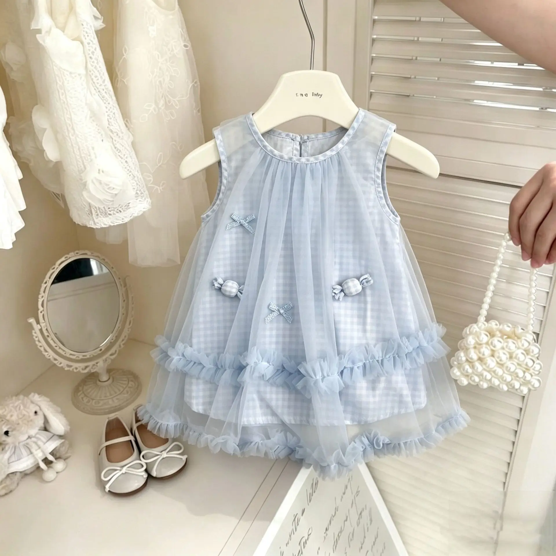 Lightweight Tulle Skirt 2026 Summer New Childrens Outfit Fashionable Fresh Style Girls Baby Tank Dress Summer Dress