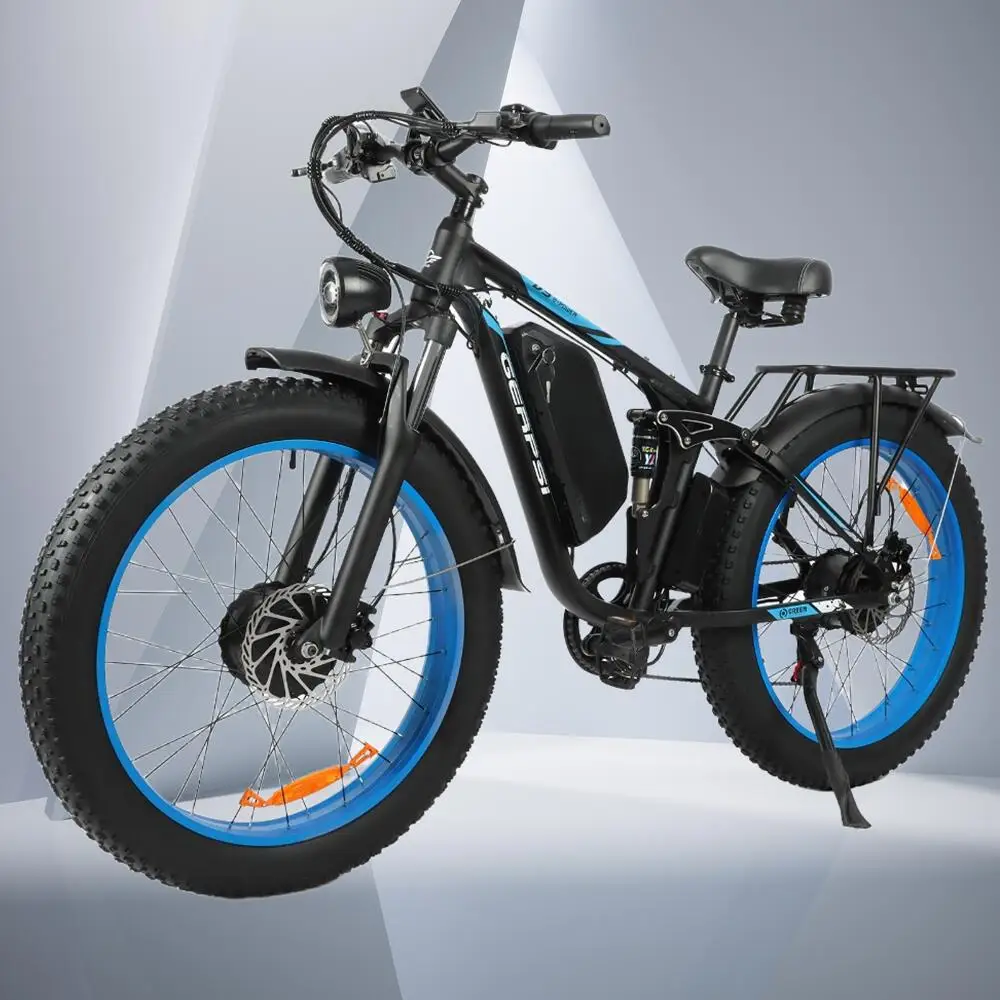

High-Speed Fat Tire Mountain Electric Motorcycles Bike 48V/52V 23AH/32AH Removable Battery 1500W+1500W Motor 26'' Tires Ebikes