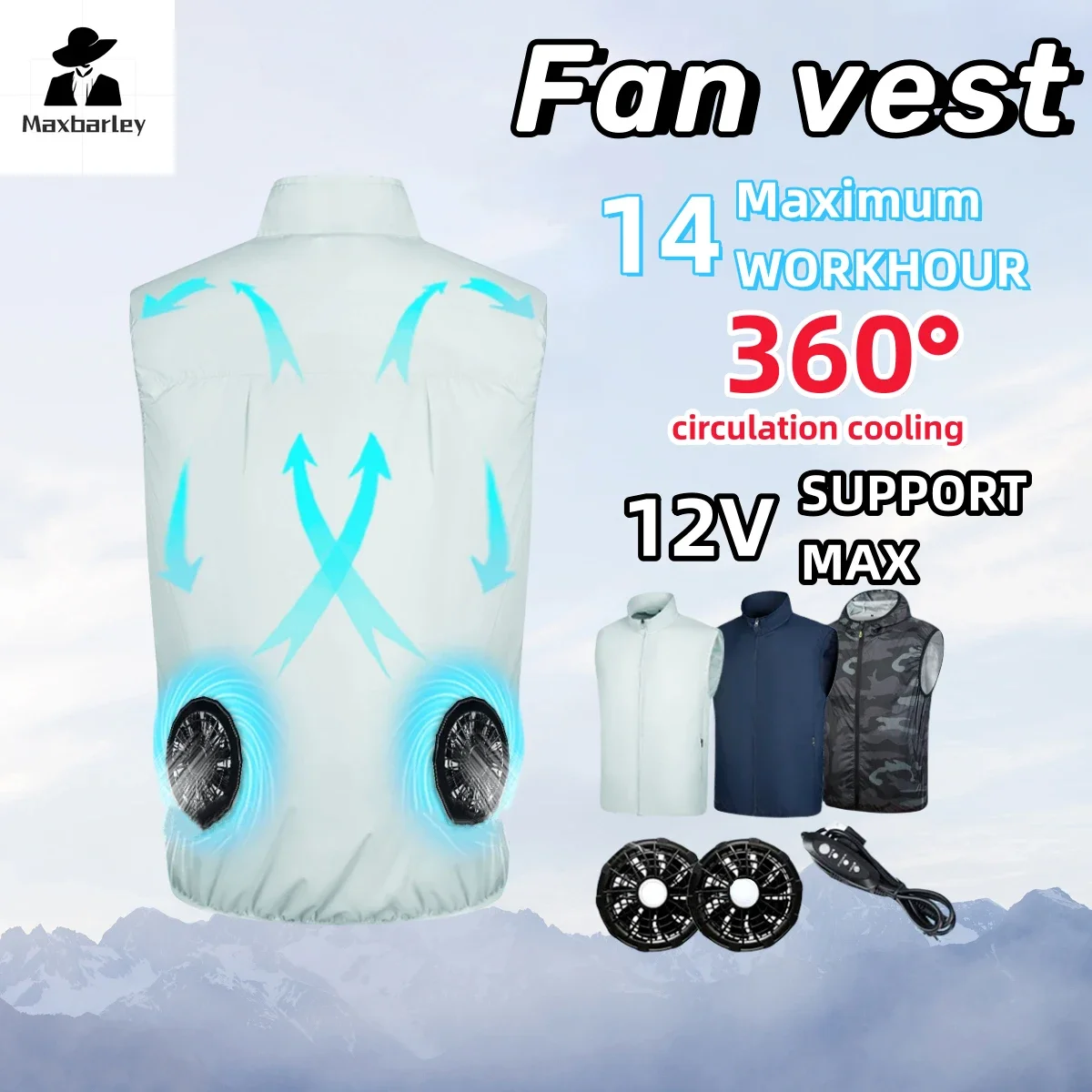 

Summer Fan Vest Women's Men's Coat Camping Usb Charging Air Conditioning Clothes Cooling Sleeveless Jacket High Outdoors Work