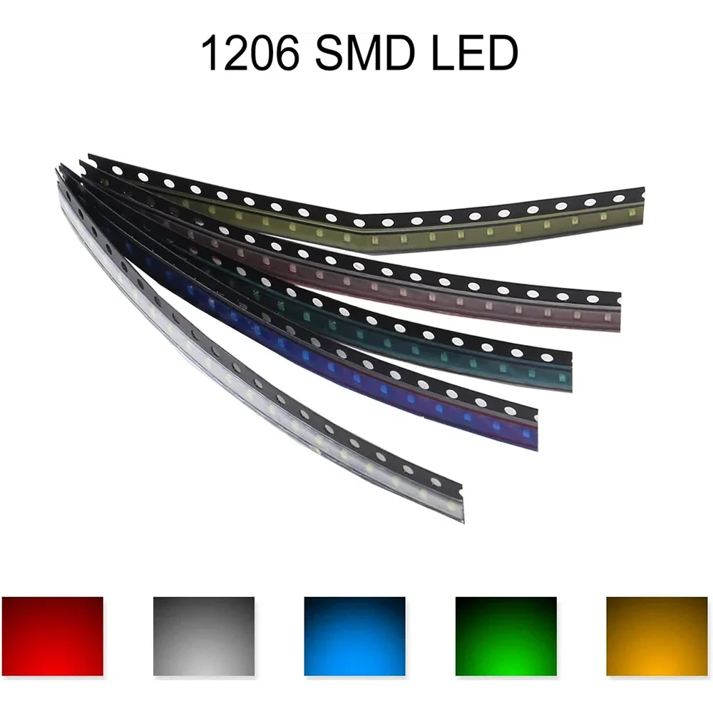 100PCS 1206 SMD LED Mini Kit chip per montaggio superficiale Lampadina di illuminazione super luminosa Lampade Componenti elettronici Diodi