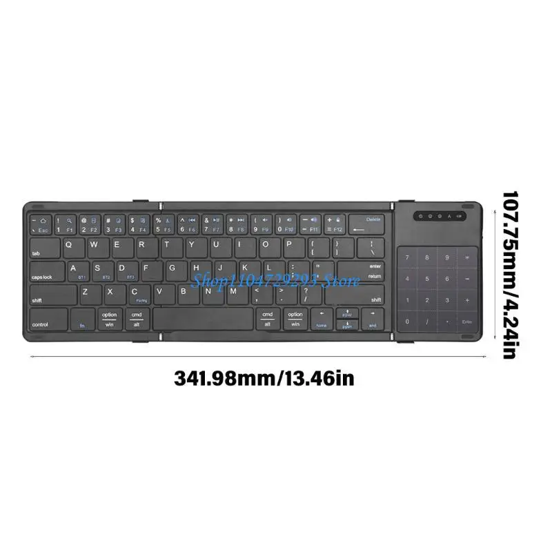 Y2GD B077T タッチパッド付き三つ折りワイヤレス キーボード軽量、長いバッテリー寿命、ワイヤレス複数デバイスの互換性