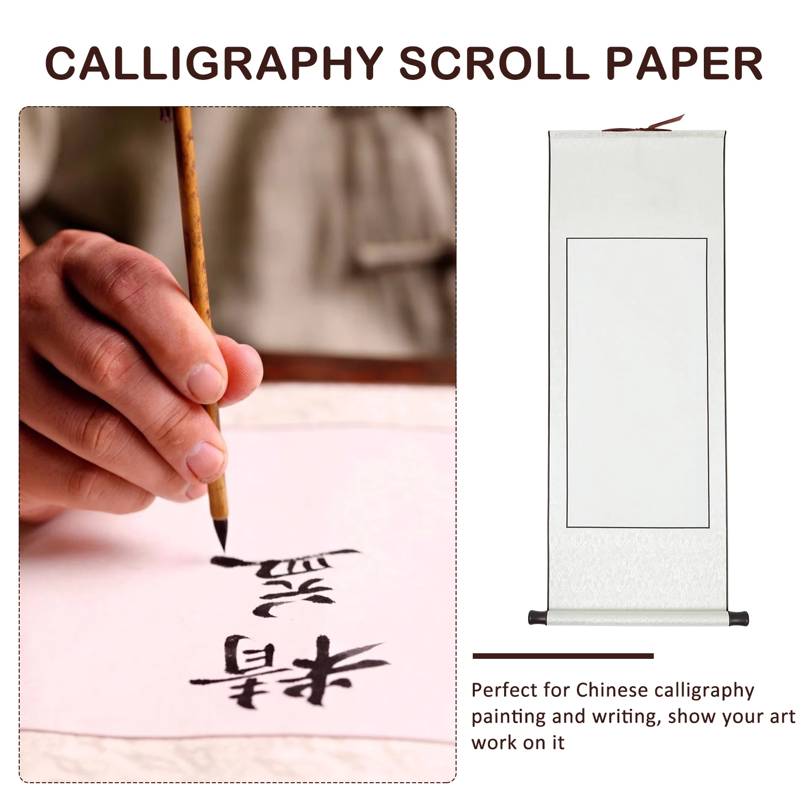 

Rice Paper Scroll Calligraphy for The Wall Crinkle Decor Blank Hanging Scrolls Practicing Chinese Painting Supply