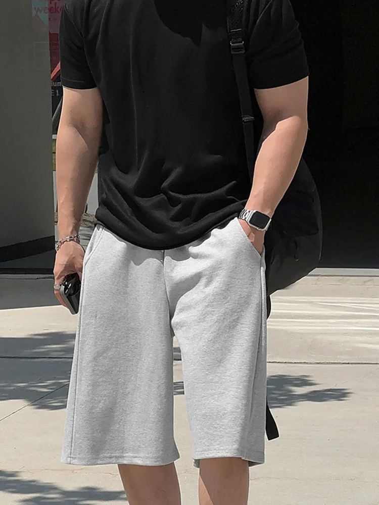 

SYUHGFA 2025 летние простые мужские повседневные шорты на шнурке, однотонные, прямые, с эластичной резинкой на талии, свободные, с широкими штанинами, мужская нижняя часть, новинка