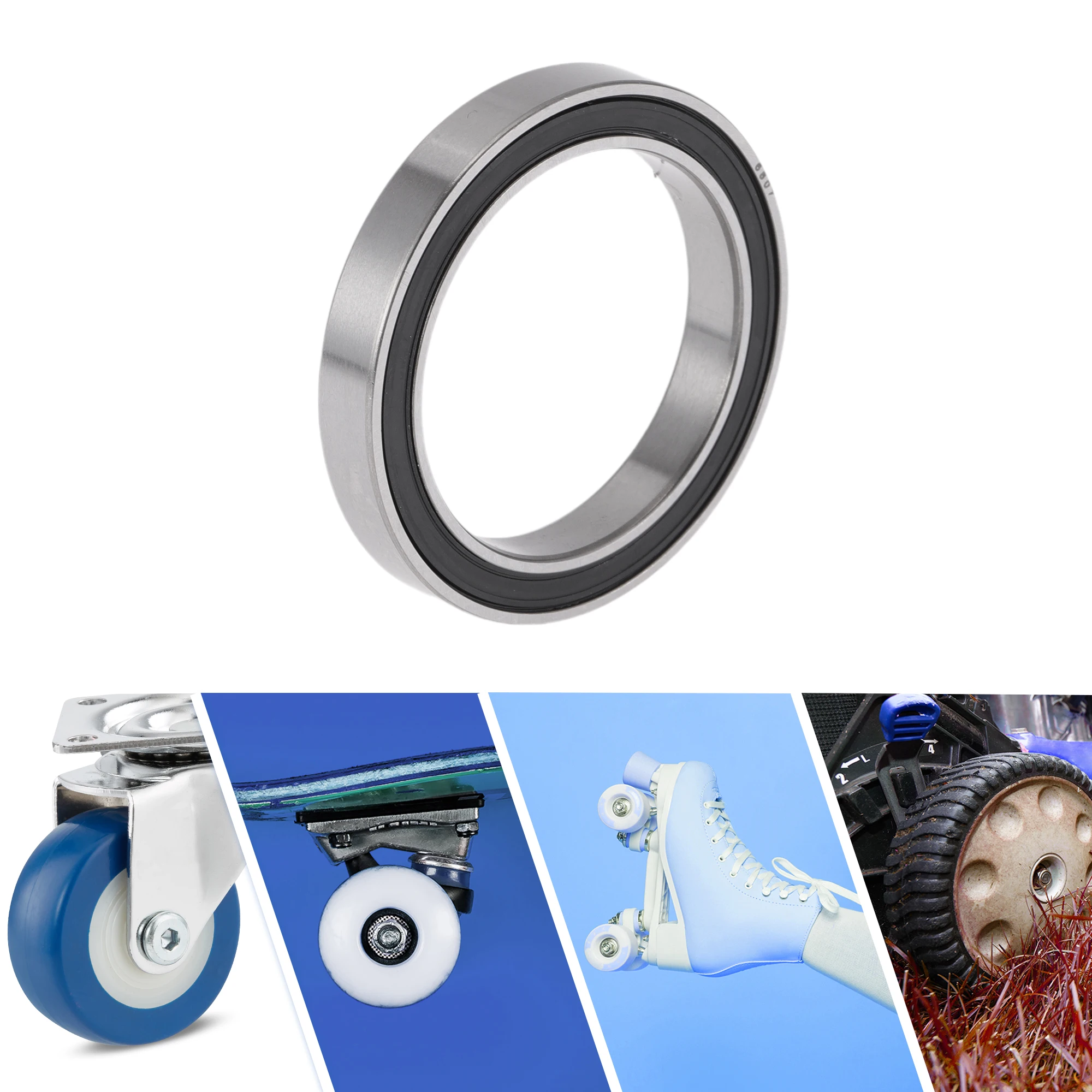 Motoforti 6807DD Deep Groove Ball Bearings Lubricated Bearings Double Rubber Seal 35x47x7mm Black Silver Tone
