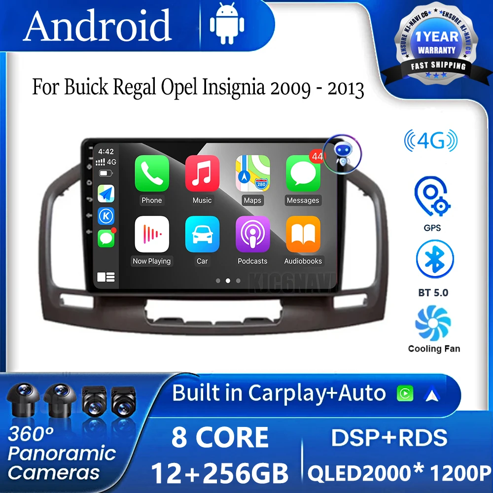 Android OS Carplay Auto WIFI+4G For Buick Regal Opel Insignia 2009 2010 2011 2012 2013 Car Radio Multimidia Player Stereo GPS BT