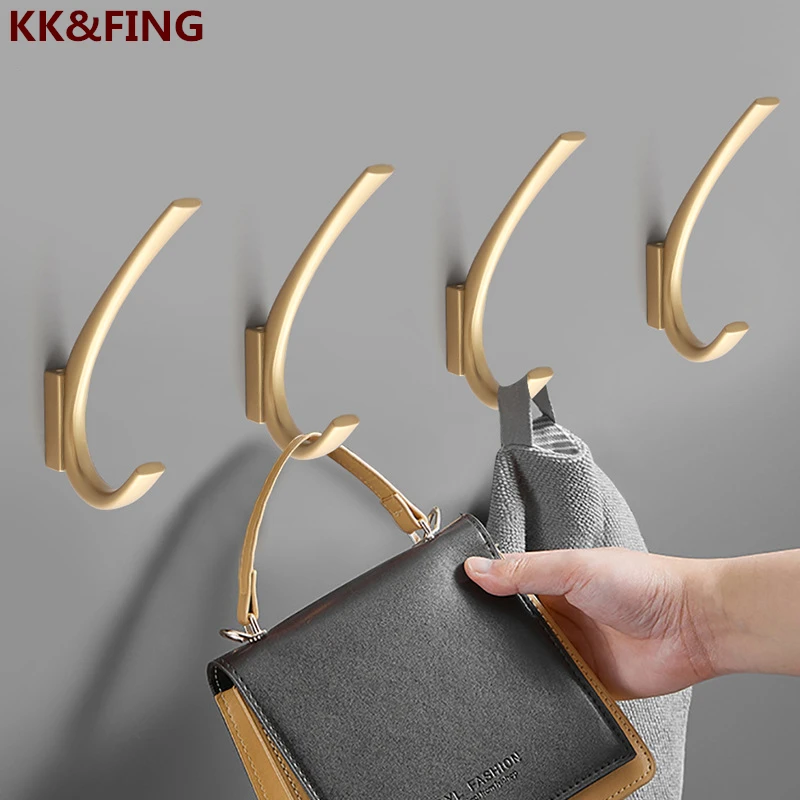 KK&FING Zinc Alloy Door Rear Clothes Hooks Coat Hook New Bathroom Organization Wall Hook Gold Bathoom Hanger Accessories